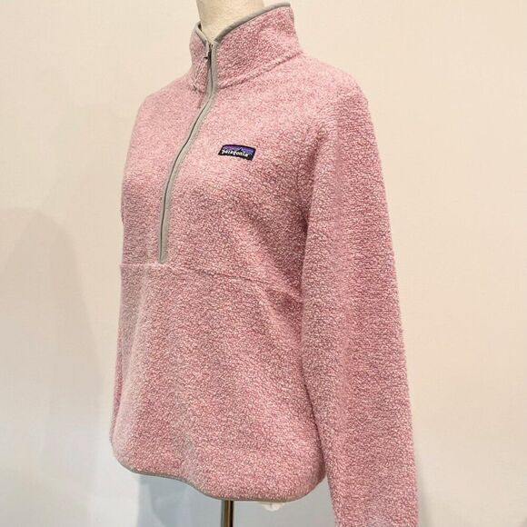Patagonia Los Gatos 1/4 Zip Fleece Pullover Dusty Pink Fuzzy Winter Jacket Small - Picture 6 of 10